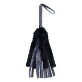 Sex & Mischief Cougar Faux Fur Flogger - Navy Blue/Black Furry Flogger Whip - Mr and Mrs D's
